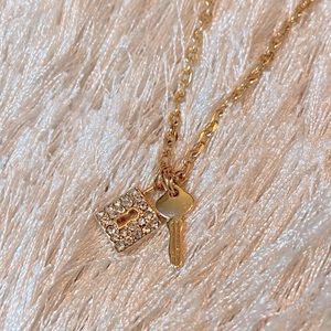 Gold lock and key necklace, NWT